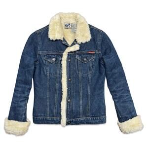 Roxy Jeans Faux Fur Lined Y2K Surfwear Denim Jacket